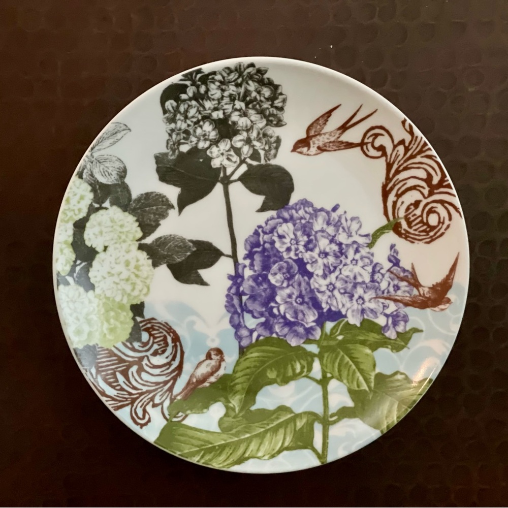 Floral Decorative Plate with Birds